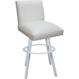 Pemberly Row Swivel Metal Counter Stool 26&quot Seat in White Vinyl in White