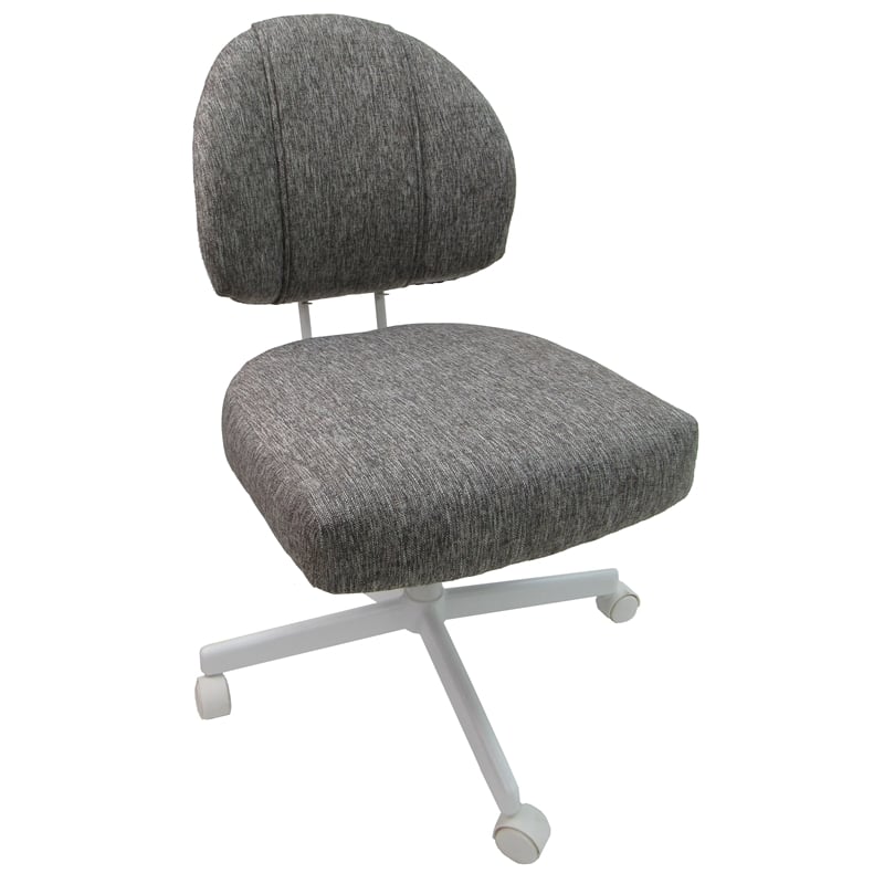 Pemberly Row Contemporary Swivel Dining Chair on Wheels in Grey on White