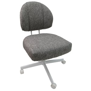 Pemberly Row Contemporary Swivel Dining Chair on Wheels in Grey on White