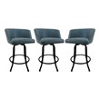Pemberly Row Swivel Extra Tall Vinyl & Metal Bar Stool Black Blue Set of 3