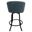 Pemberly Row Swivel Extra Tall Vinyl & Metal Bar Stool Black Blue Set of 3
