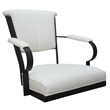 Pemberly Row Swivel Caster Dining Chair in White Vinyl in Black Metal