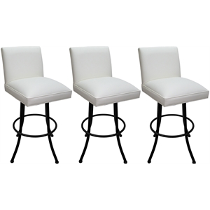 Pemberly Row Set of 3 Swivel Metal Counter Stools 26&quot in White Vinyl in Black