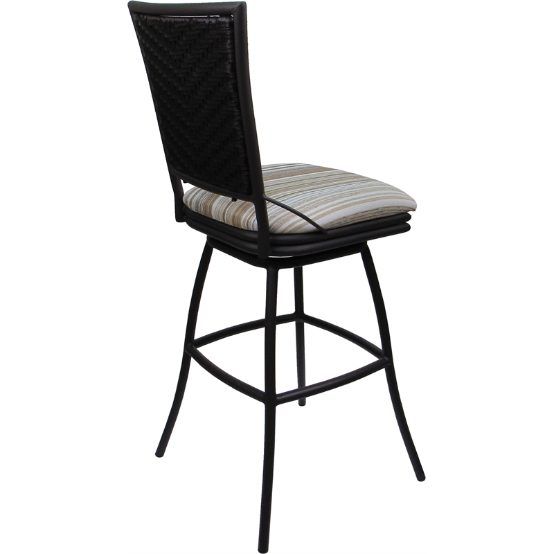 Pemberly Row Outdoor Indoor Extra Tall Bar Stool Armless DriftWhite Fabric Gray