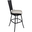Pemberly Row Outdoor Indoor Extra Tall Bar Stool Armless DriftWhite Fabric Gray