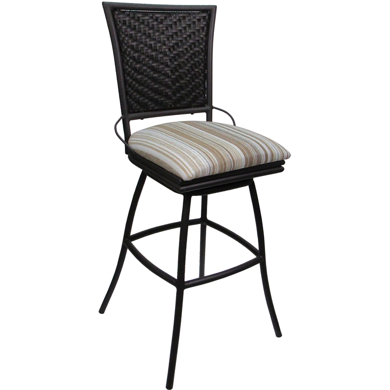 Pemberly Row Outdoor Indoor Extra Tall Bar Stool Armless DriftWhite Fabric Gray