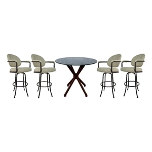 Pemberly Row Crackle Glass Metal Pub Set 26&quot Swivel Counter Stools - Beige Brown