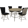 Pemberly Row Outdoor Indoor Patio Dining Set without Arms in Black in Beige