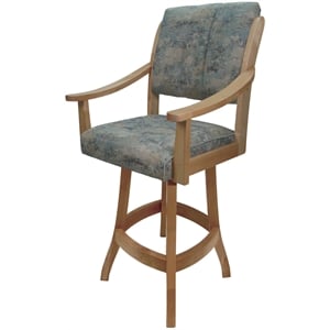 Pemberly Row Counter Solid Wood Bar Stool 26&quot in Poet Sky Blue Fabric on Natural