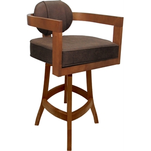 Pemberly Row Swivel Wood Counter Stool 26&quot in NW Whiskey Tobacco Fabric in Honey