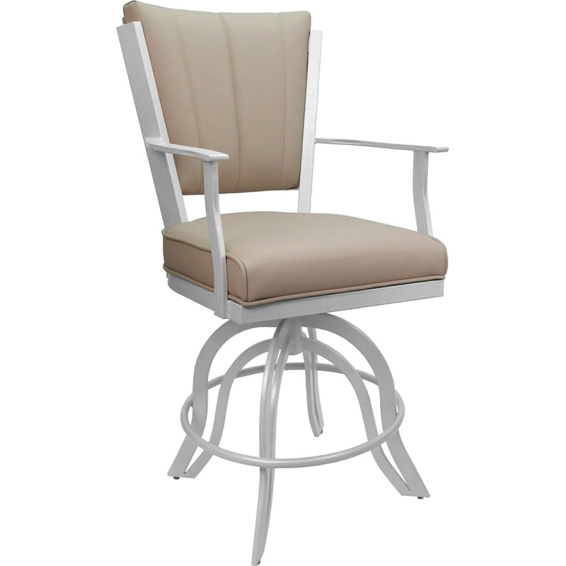 Pemberly Row Leather Counter Swivel Metal Bar Stool 26