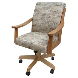 Pemberly Row Swivel Wood Dining Caster Chair in Poet Desert Tan Fabric Brown