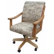 Pemberly Row Swivel Wood Dining Caster Chair in Poet Desert Tan Fabric Brown