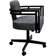 Pemberly Row Swivel Metal Dining Caster Chair in Outlier Charcoal Fabric Black