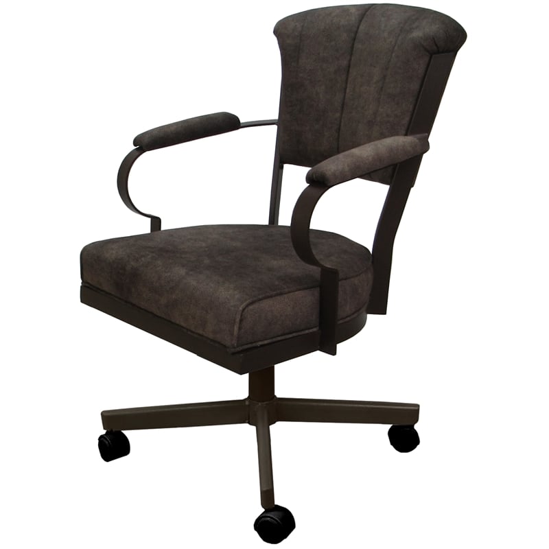 Pemberly Row Swivel Tilt Metal Caster Chair in Outlier Ash Brown Fabric Brown