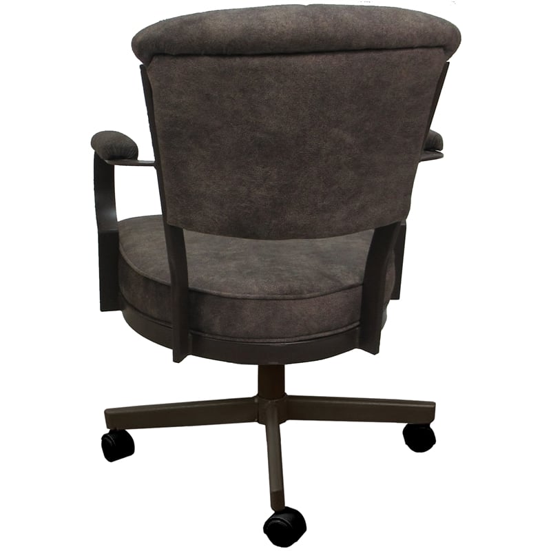 Pemberly Row Swivel Tilt Metal Caster Chair in Outlier Ash Brown Fabric Brown