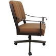 Pemberly Row Leather Dining Caster Chair Swivel Tilt in Brown Leather on Brown