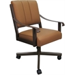 Pemberly Row Leather Dining Caster Chair Swivel Tilt in Brown Leather on Brown
