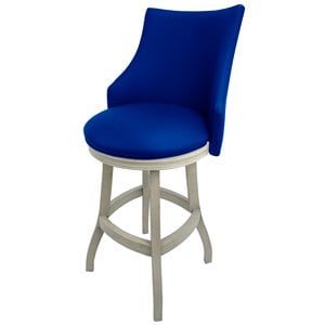 Pemberly Row 30&quot Swivel Wood Bar Stool in Duke Blue Antique White