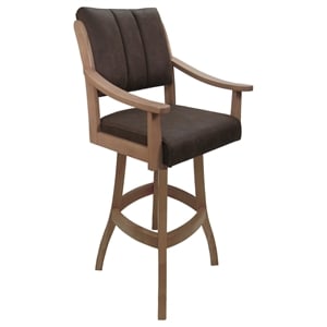 Pemberly Row Counter 26&quot Solid Wood Bar Stool in NW Whiskey Brown Fabric Maple