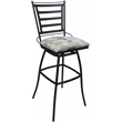 Pemberly Row Set of 3 Outdoor Indoor Swivel Counter Stools Armless White Gray