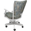Pemberly Row Caster Solid Wood Dining Chair in Poet Sky Blue Fabric in White