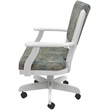 Pemberly Row Caster Solid Wood Dining Chair in Poet Sky Blue Fabric in White