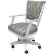 Pemberly Row Caster Solid Wood Dining Chair in Poet Sky Blue Fabric in White