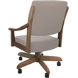 Pemberly Row Leather Solid Wood Dining Caster Chair in Tan on Cashew Frame