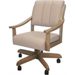 Pemberly Row Leather Solid Wood Dining Caster Chair in Tan on Cashew Frame