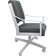 Pemberly Row Leather Dining Caster Chair Swivel Tilt in Gray Leather on White