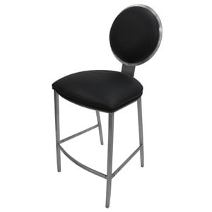 Pemberly Row 26&quot Contemporary Stainless Steel Counter Bar Stool in Black