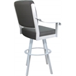 Pemberly Row Leather Swivel Metal Counter Bar Stool 26