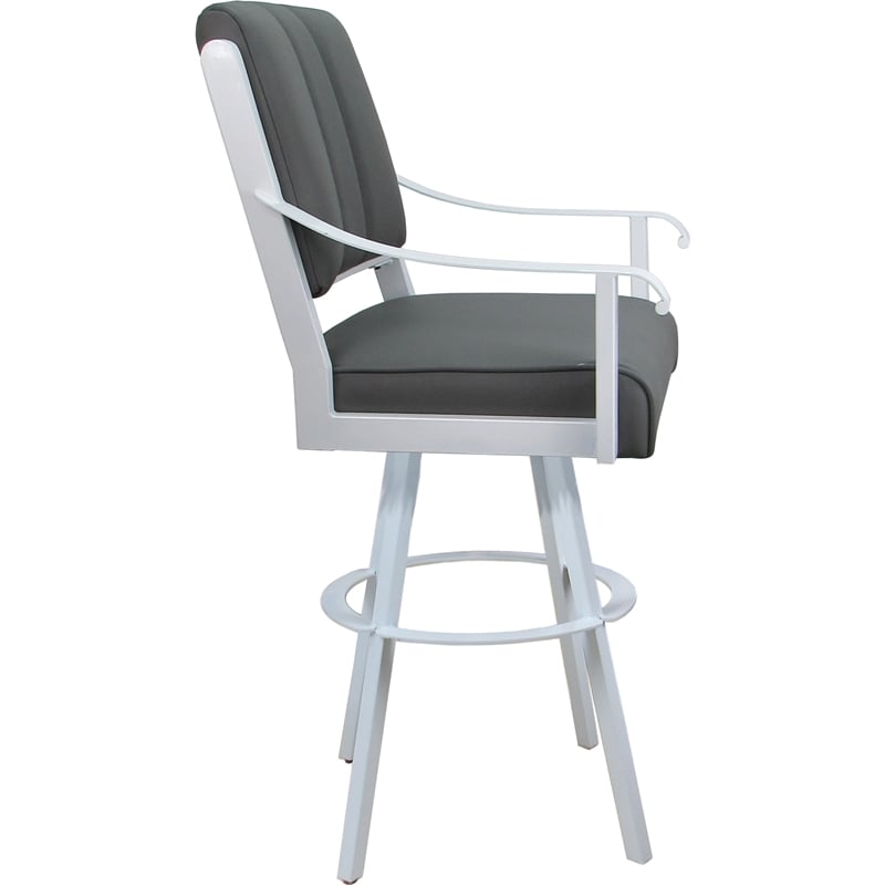 Pemberly Row Leather Swivel Metal Counter Bar Stool 26