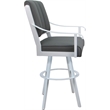 Pemberly Row Leather Swivel Metal Counter Bar Stool 26