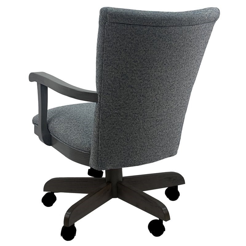 Pemberly Row Swivel Wood Dining Caster Chair on Wheels in Aqua Marine Blue