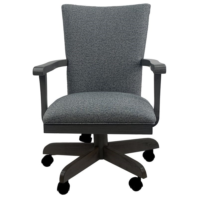 Pemberly Row Swivel Wood Dining Caster Chair on Wheels in Aqua Marine Blue