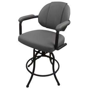 Pemberly Row 26&quot Vinyl Swivel Tilt Counter Stool in Gray and Black