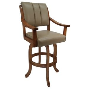 Pemberly Row Contemporary 30&quot Swivel Solid Wood Bar Stool in Taupe Brown