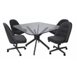 Pemberly Row Dinette Swivel Metal Caster Chairs in Clear Glass Grey Vinyl Grey
