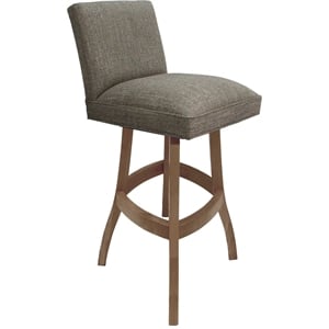 Pemberly Row Extra Tall Solid Wood Bar Stool 34&quot in Plumley Cocoa Fabric Cashew