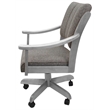 Pemberly Row Solid Wood Dining Caster Chair in Mojave Gray Fabric White Frame