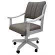 Pemberly Row Solid Wood Dining Caster Chair in Mojave Gray Fabric White Frame
