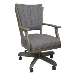 Pemberly Row Caster Wood Dining Chair in Mojave Gray Fabric on New Gray Wood
