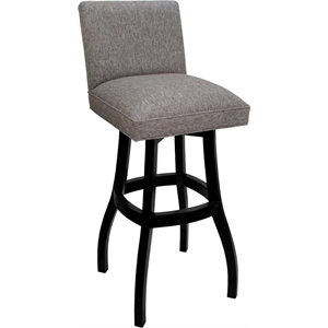 Pemberly Row Extra Tall Solid Wood Bar Stool 34&quot in Mojave Gray Fabric in Black