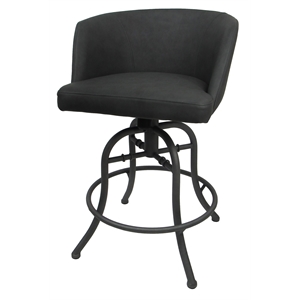 Pemberly Row Swivel Tilt Counter Metal Bar Stool 26&quot Charcoal Vinyl Gray