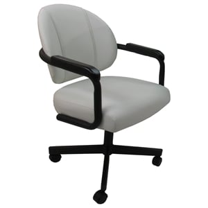 Pemberly Row Swivel Tilt Kitchen Caster Chair with Wheels in White Vinyl Black