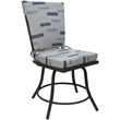 Pemberly Row Outdoor/Indoor Patio Dining Chair in Blue Beige Fabric Gray Frame
