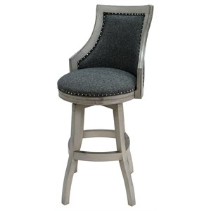 Pemberly Row 30&quot Swivel Solid Wood Bar Stool in Kokomo Indigo Blue