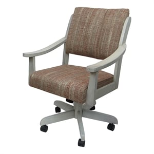 Pemberly Row Caster Solid Wood Dining Chair in Watusi Madder Red Fabric ET Wood